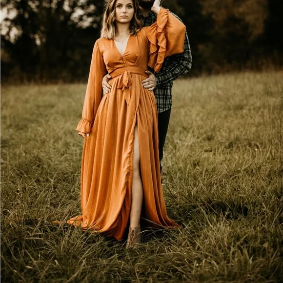 Rust Boho Maxi Dress - Picture 3 of 4